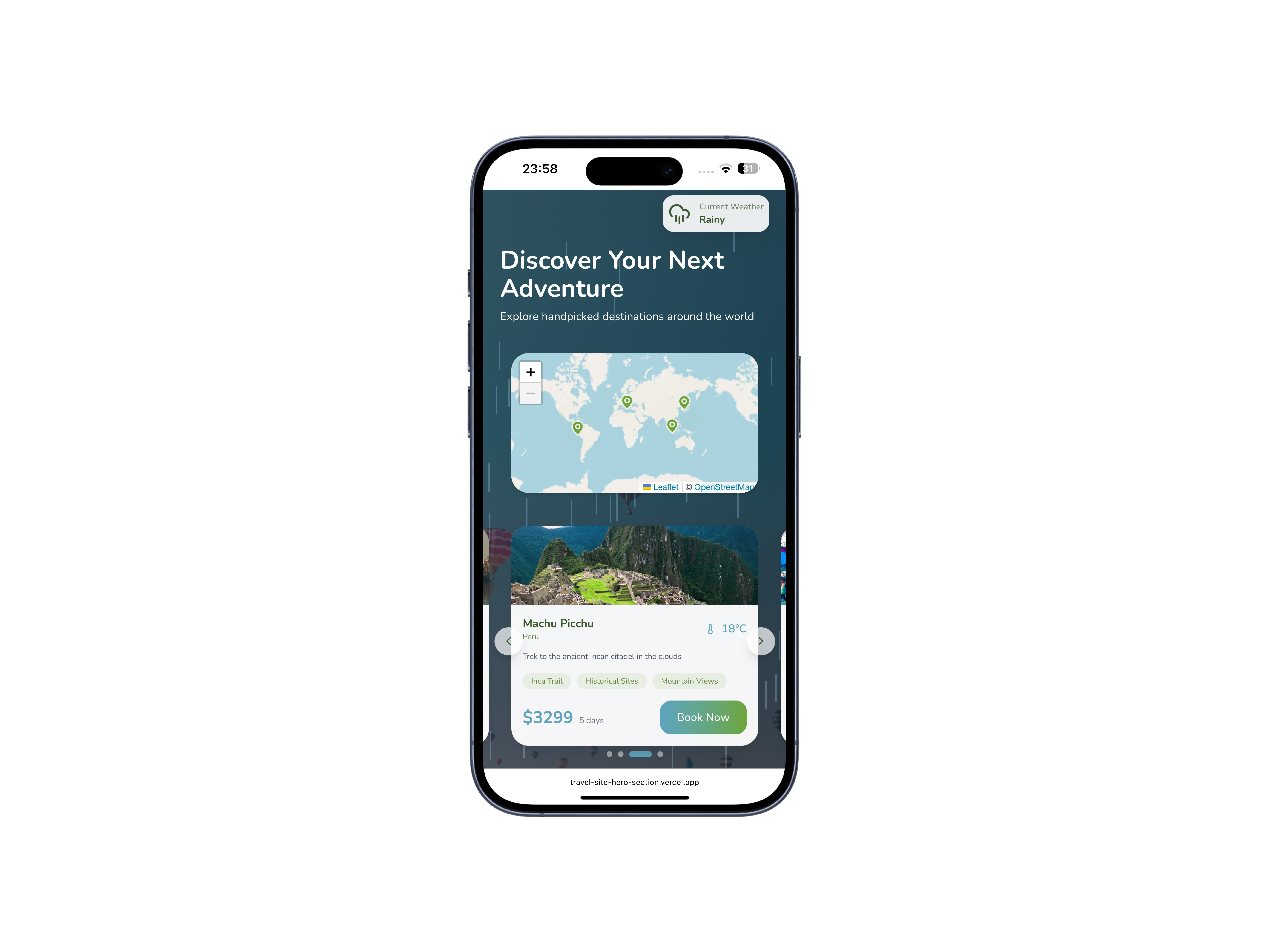 Travel Website Hero Section